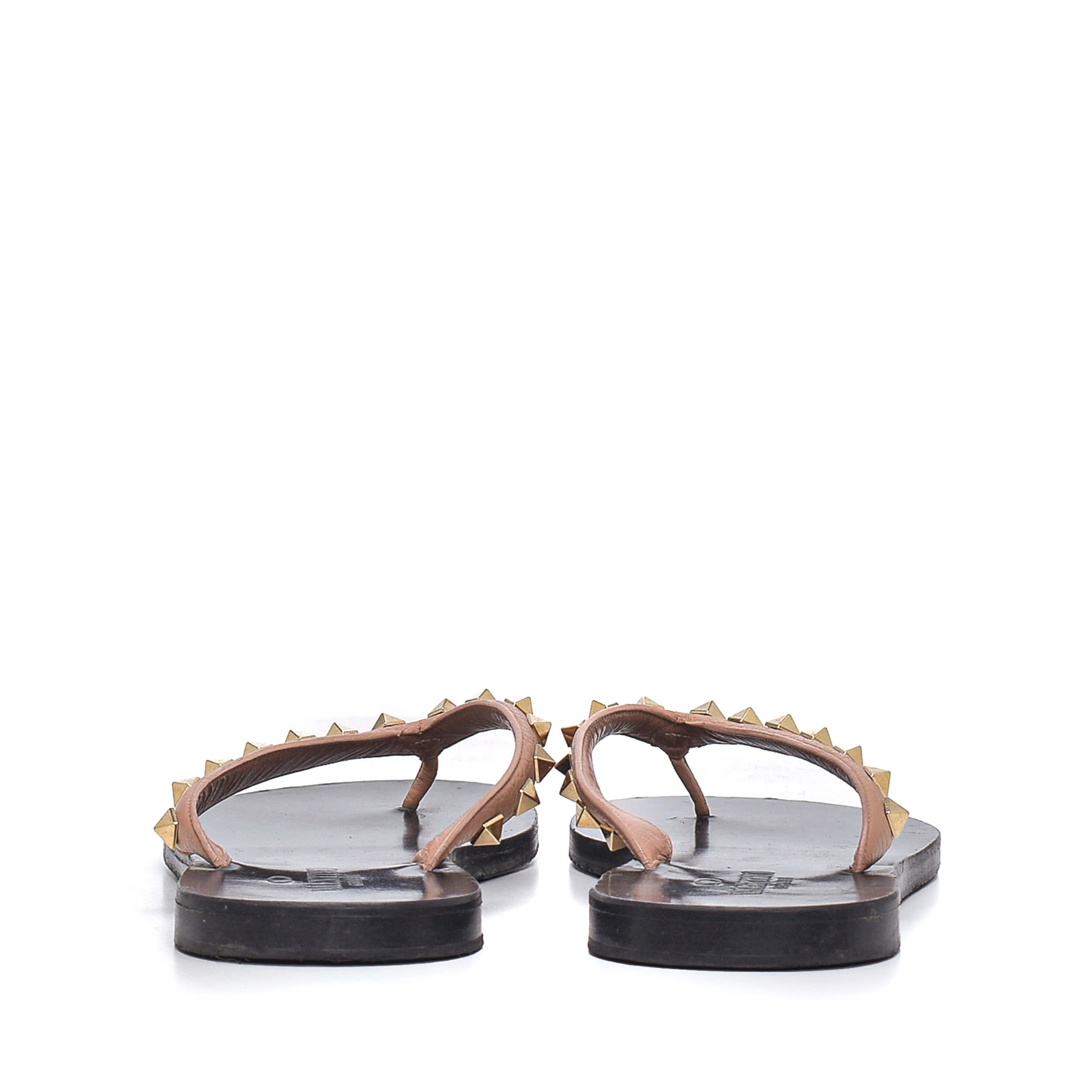 Valentino - Brown Leather Rockstud Slipper 